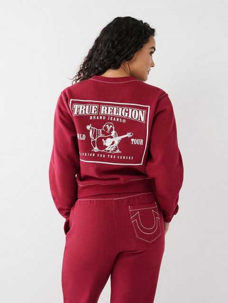 True Religion Big T Buddha Sweatshirt Dam Fuchsia | WRG236805