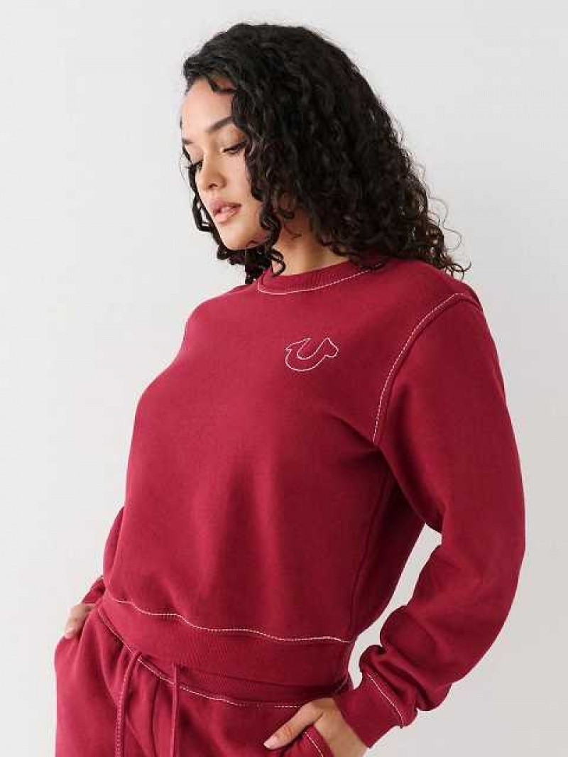 True Religion Big T Buddha Sweatshirt Dam Fuchsia | WRG236805