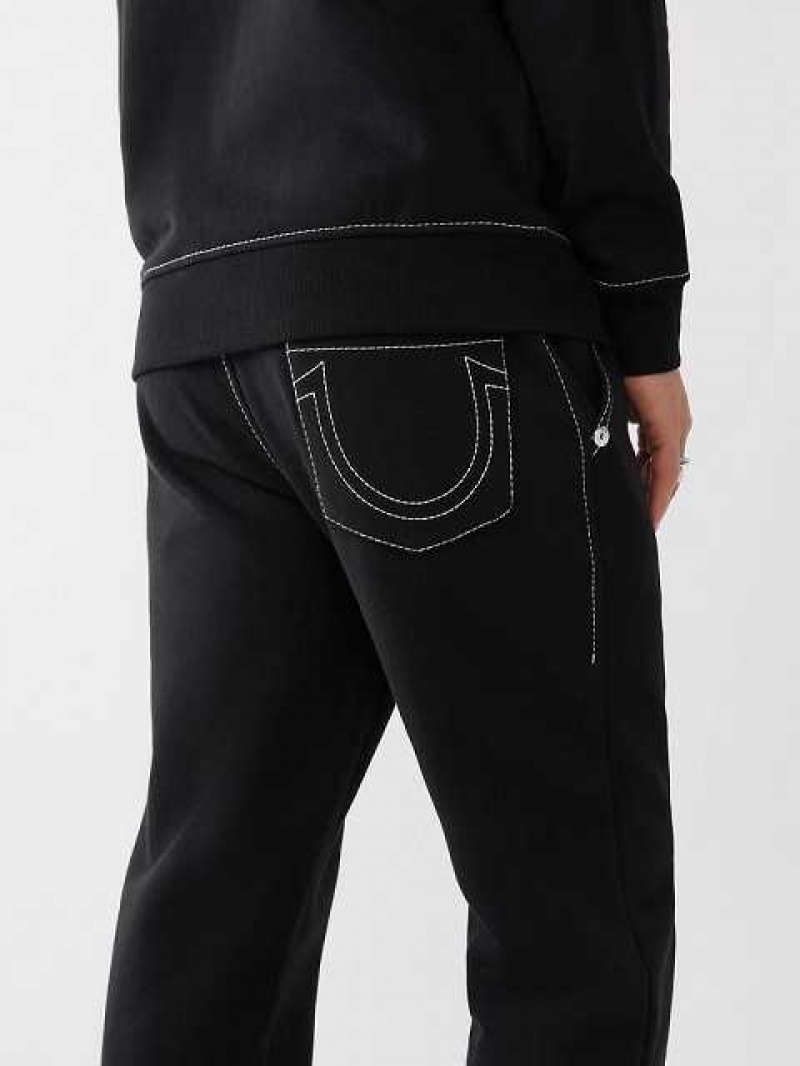 True Religion Big T Logo Joggingbyxor Herr Svarta | ZIM863512