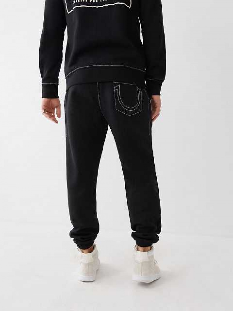 True Religion Big T Logo Joggingbyxor Herr Svarta | ZIM863512