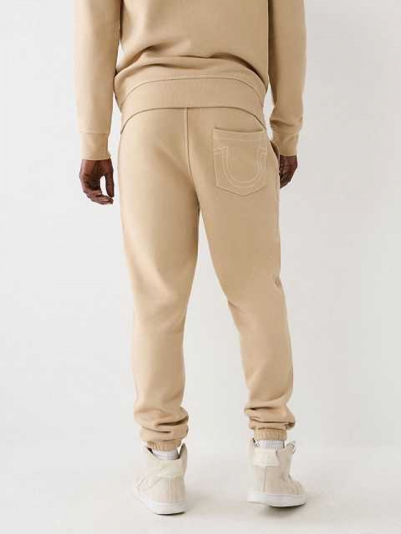 True Religion Big T Logo Joggingbyxor Herr Beige | EQV914826