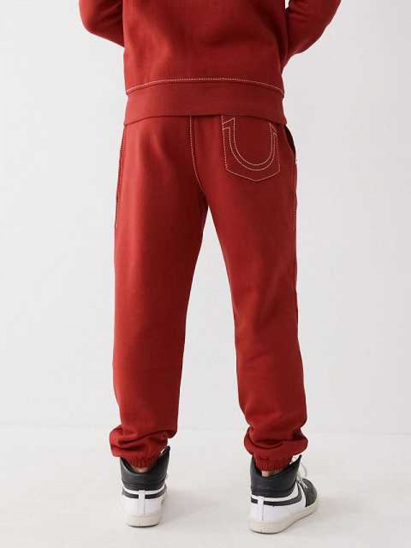 True Religion Big T Logo Joggingbyxor Herr Röda | QAW106852