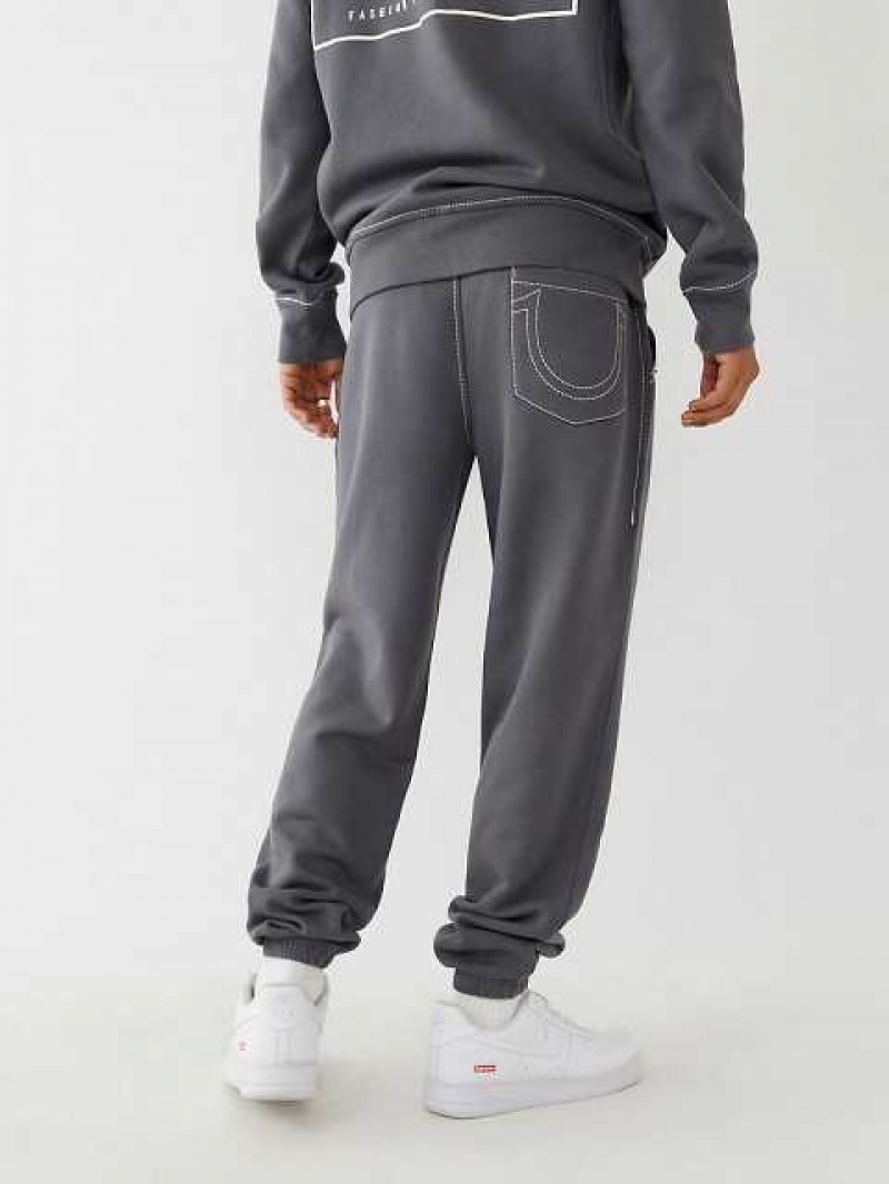 True Religion Big T Logo Joggingbyxor Herr Grå | YRZ017683