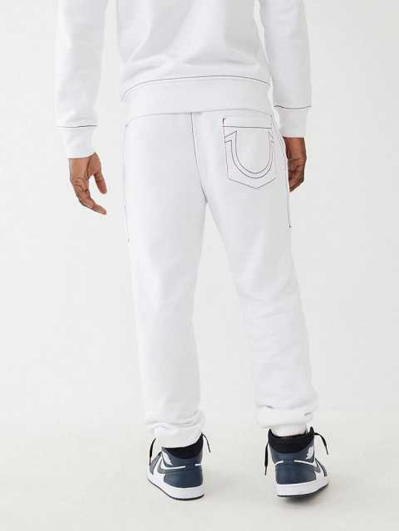 True Religion Big T Logo Joggingbyxor Herr Vita | MJY238796