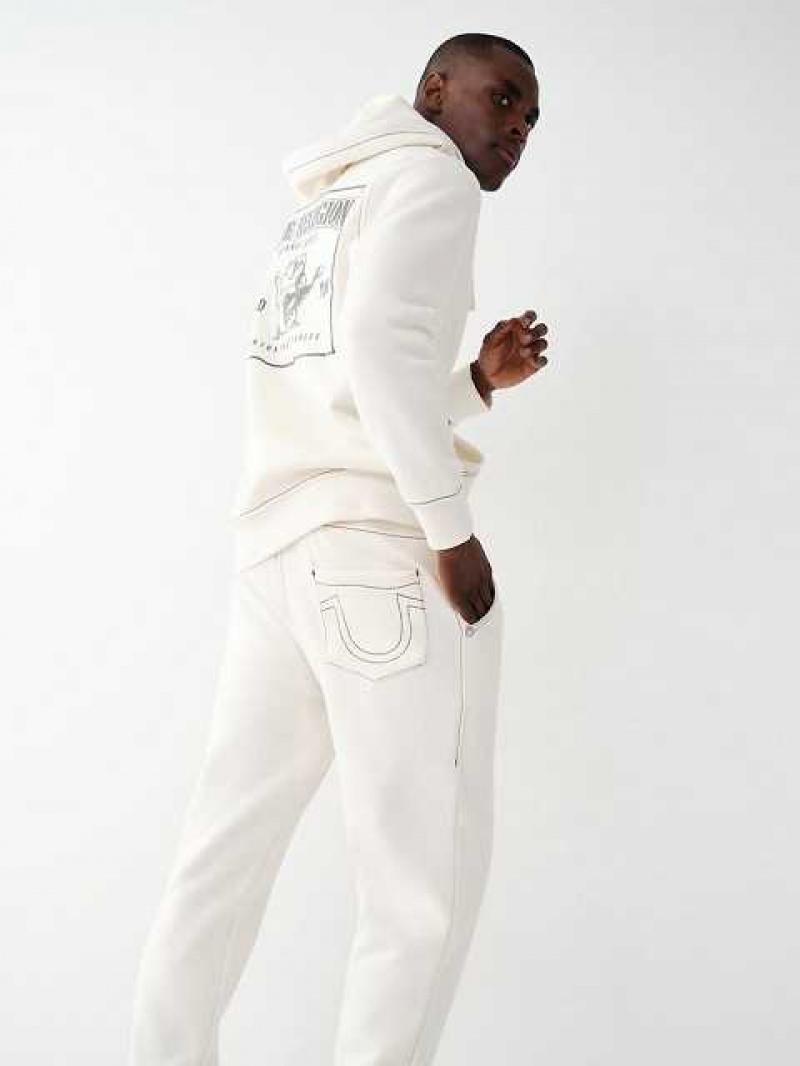 True Religion Big T Logo Joggingbyxor Herr Vita | LFZ427980