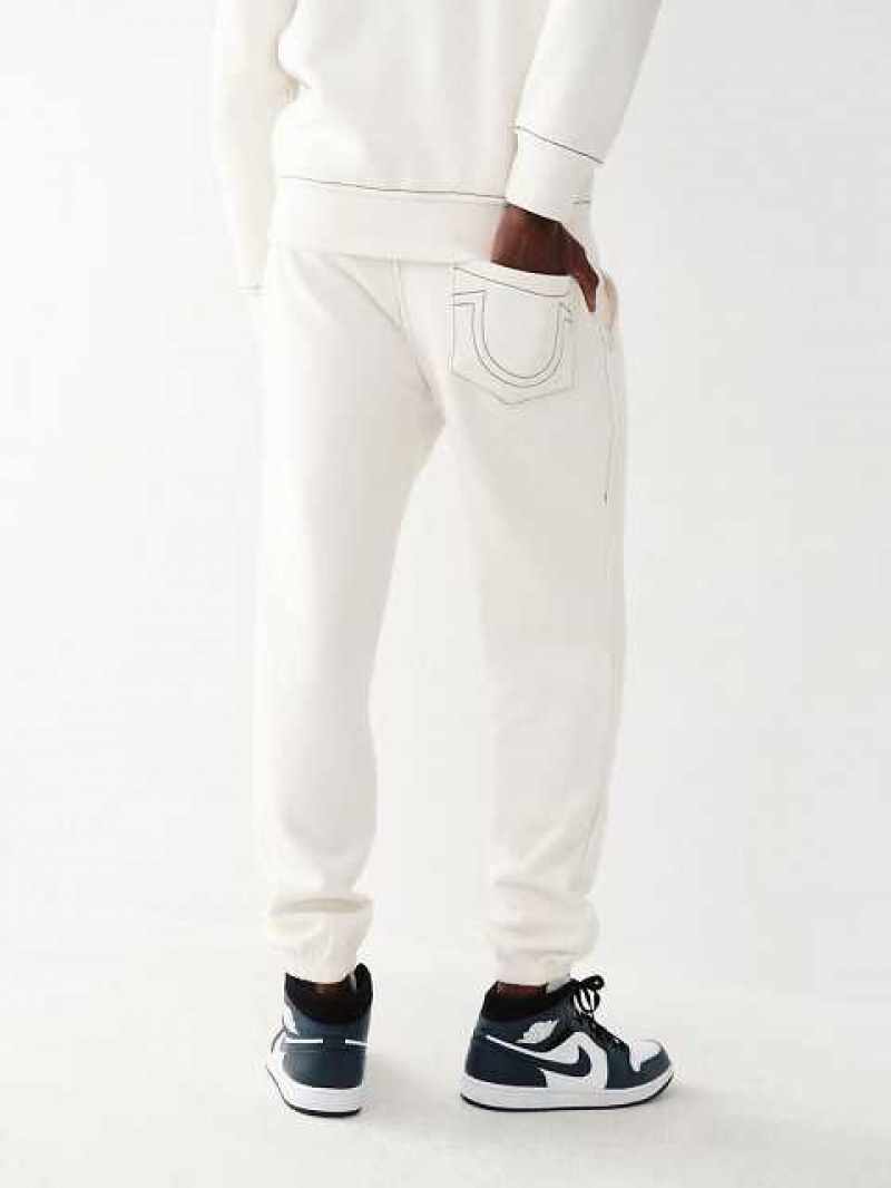 True Religion Big T Logo Joggingbyxor Herr Vita | LFZ427980