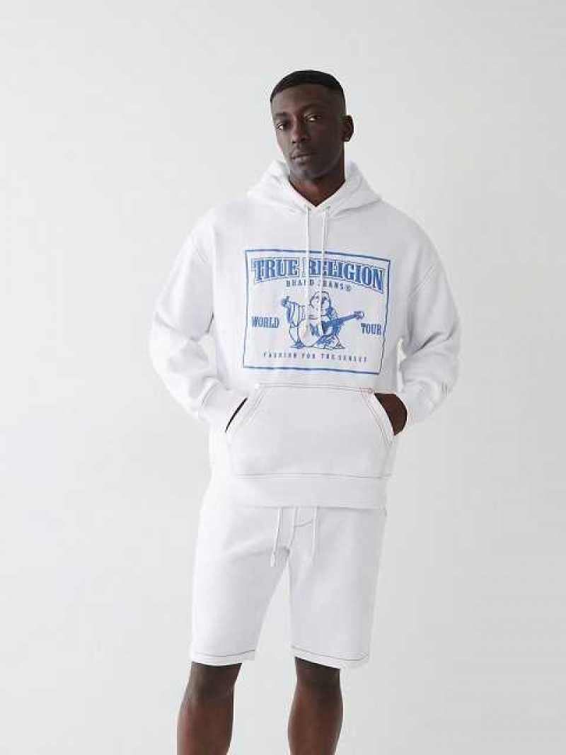 True Religion Big T Logo Relaxed Hoodie Herr Vita | JRU624598