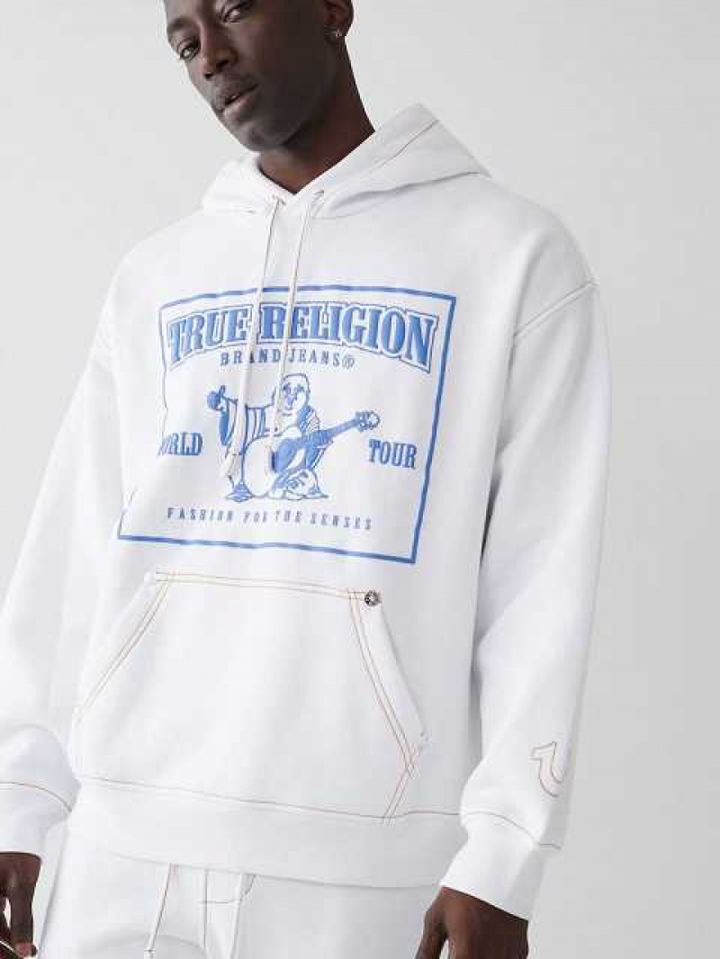 True Religion Big T Logo Relaxed Hoodie Herr Vita | JRU624598