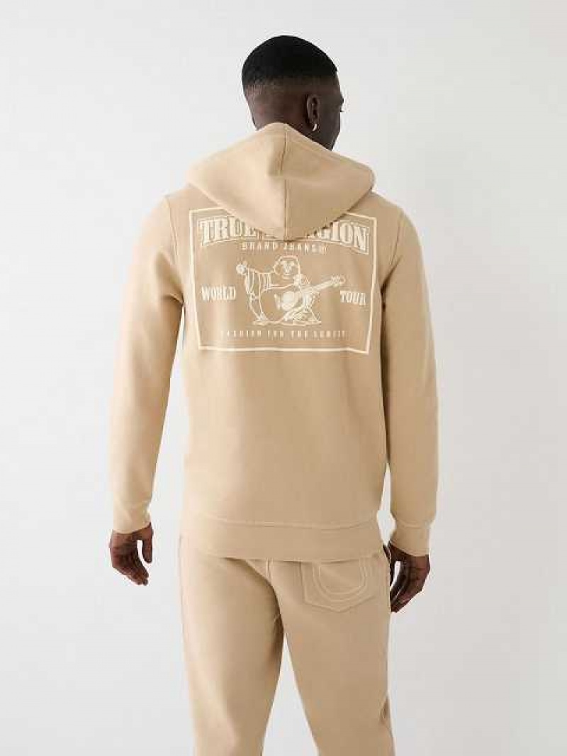 True Religion Big T Zip Hoodie Herr Beige | QBM687509