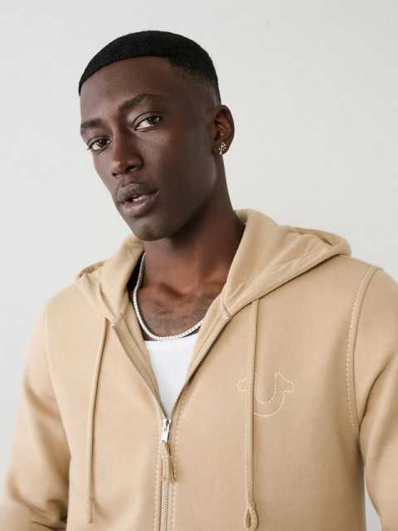 True Religion Big T Zip Hoodie Herr Beige | QBM687509