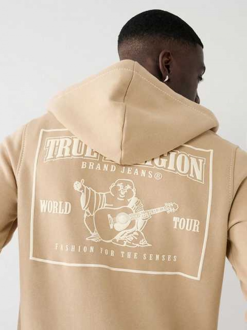 True Religion Big T Zip Hoodie Herr Beige | QBM687509