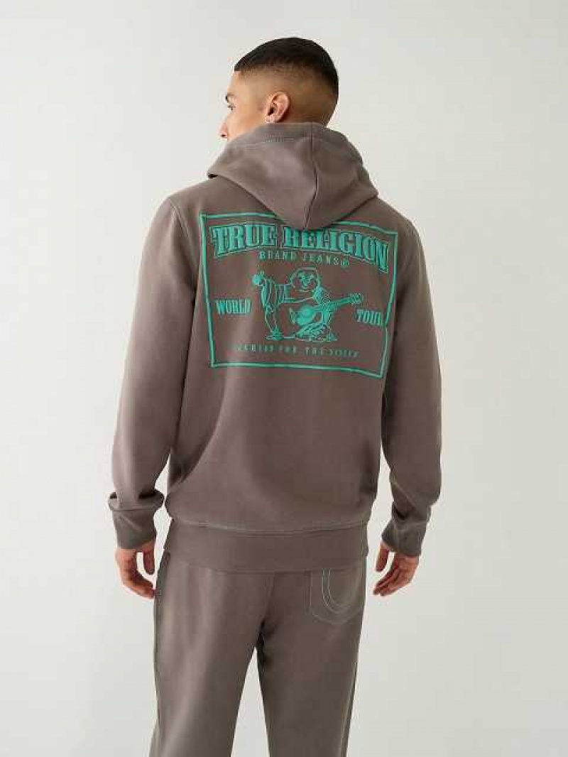 True Religion Big T Zip Hoodie Herr Grå | QRG978402