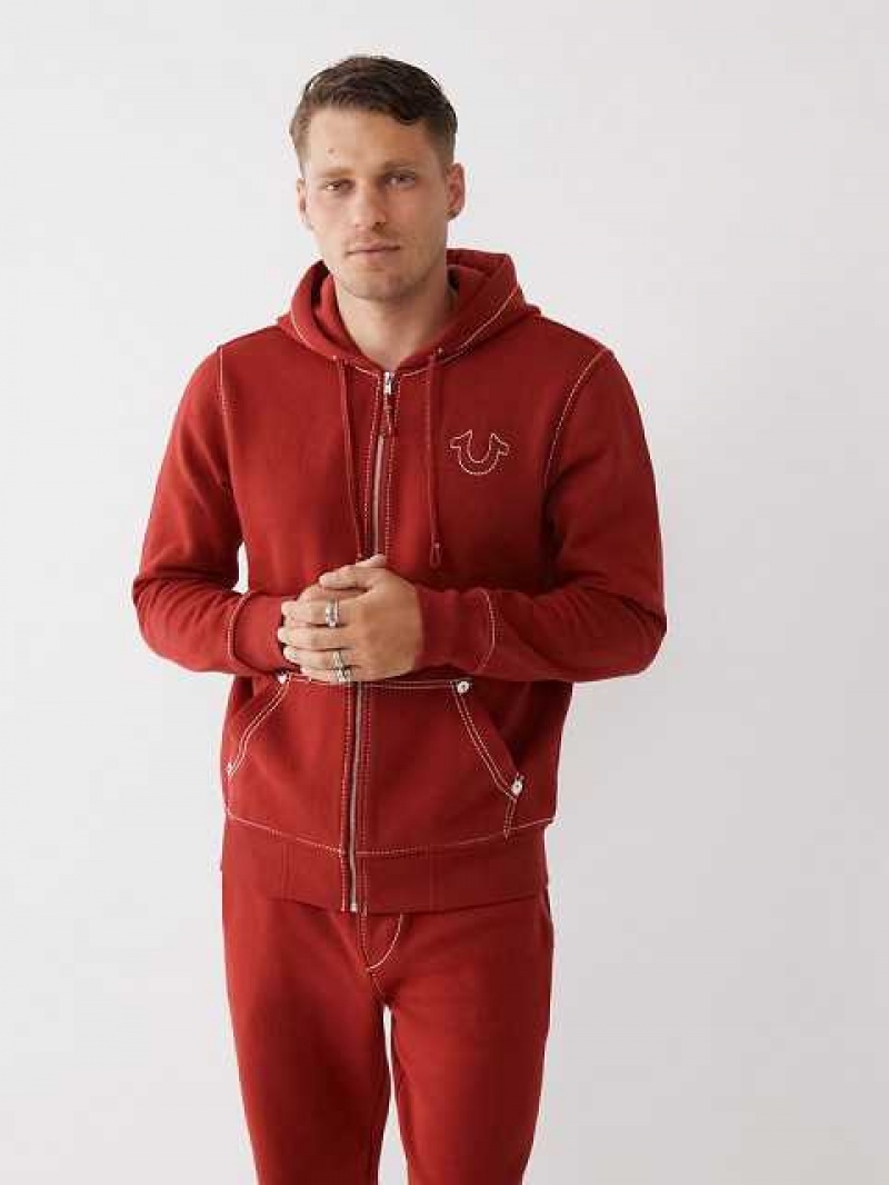 True Religion Big T Zip Hoodie Herr Röda | HFN624391