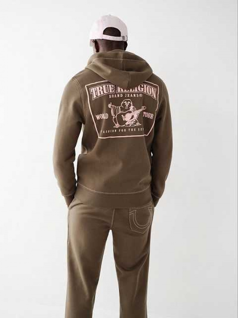 True Religion Big T Zip Hoodie Herr Rosa | MZS193758