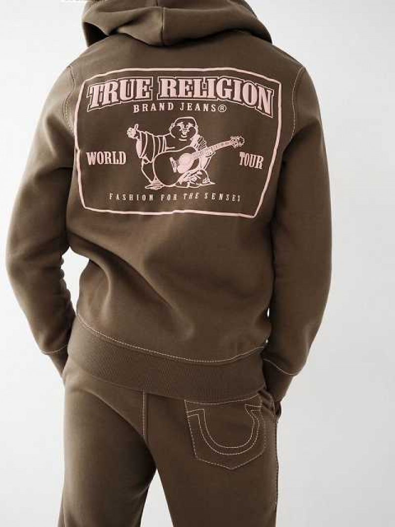 True Religion Big T Zip Hoodie Herr Rosa | MZS193758