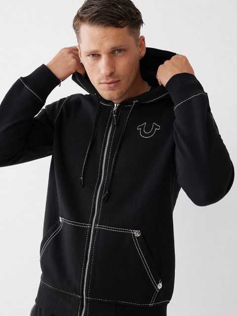 True Religion Big T Zip Hoodie Herr Svarta | HGM354268