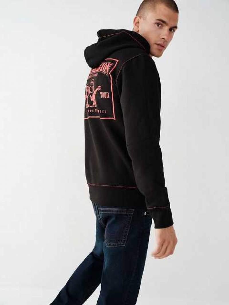 True Religion Big T Zip Hoodie Herr Svarta | TJZ598174