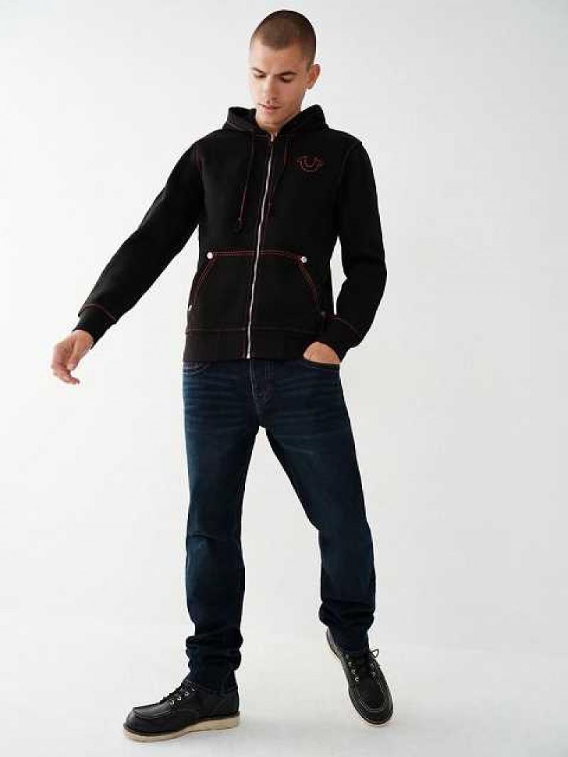 True Religion Big T Zip Hoodie Herr Svarta | TJZ598174