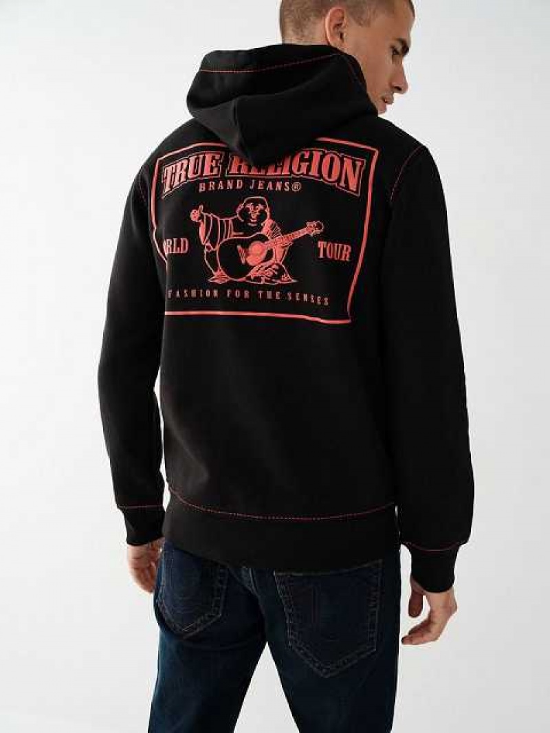 True Religion Big T Zip Hoodie Herr Svarta | TJZ598174