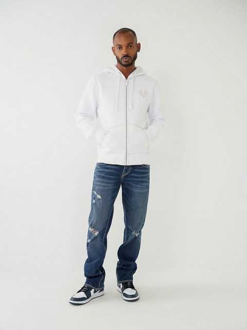 True Religion Big T Zip Hoodie Herr Vita | FWZ501428