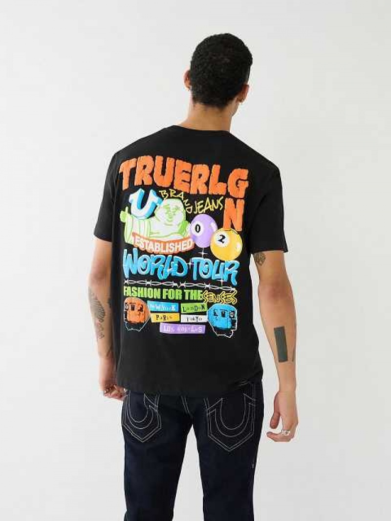 True Religion Billiard Buddha Logo T-shirt Herr Svarta | UNT178649