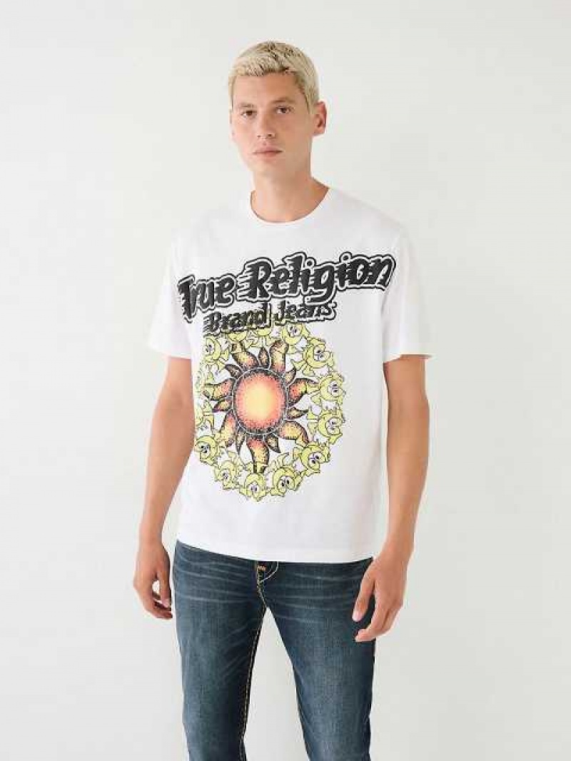 True Religion Blazing Shoey Tryck Relaxed T-shirt Herr Vita | OSF635497