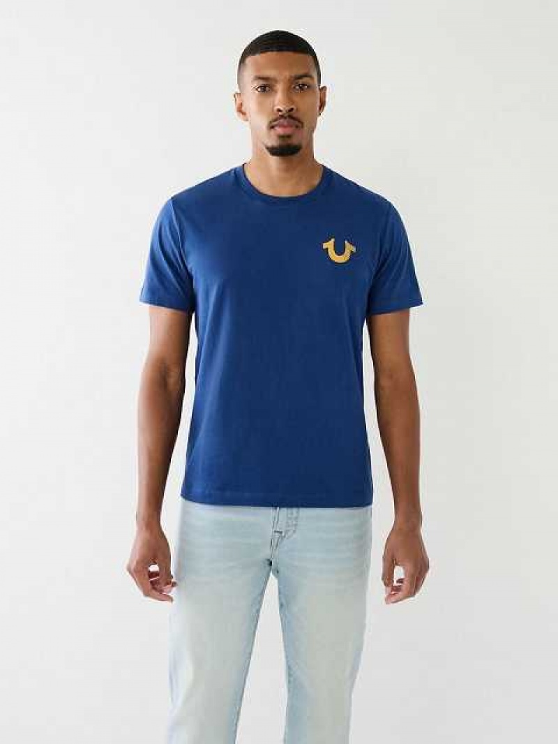 True Religion Buddha Logo Crew T-shirt Herr Blå | HBP608714