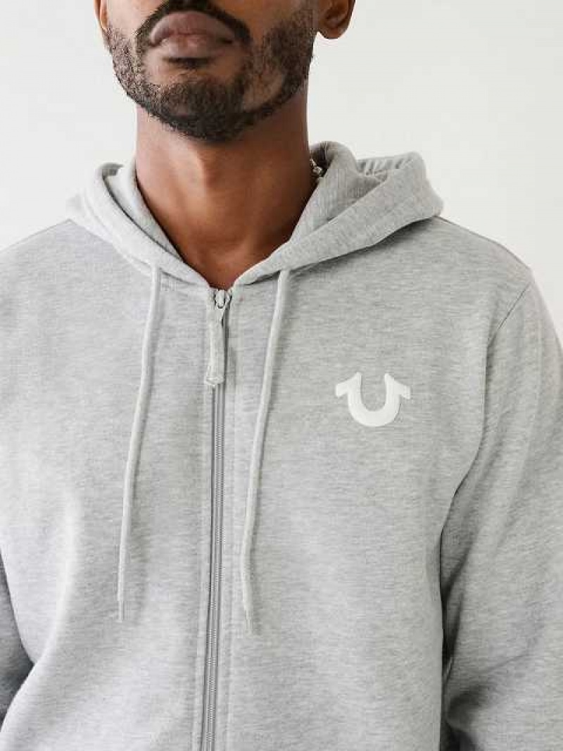 True Religion Buddha Logo Seal Zip Hoodie Herr Grå | TWS514839