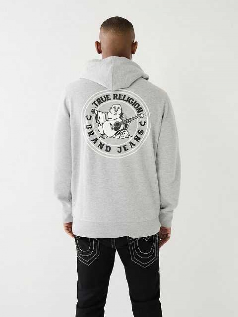 True Religion Buddha Logo Seal Zip Hoodie Herr Grå | TWS514839