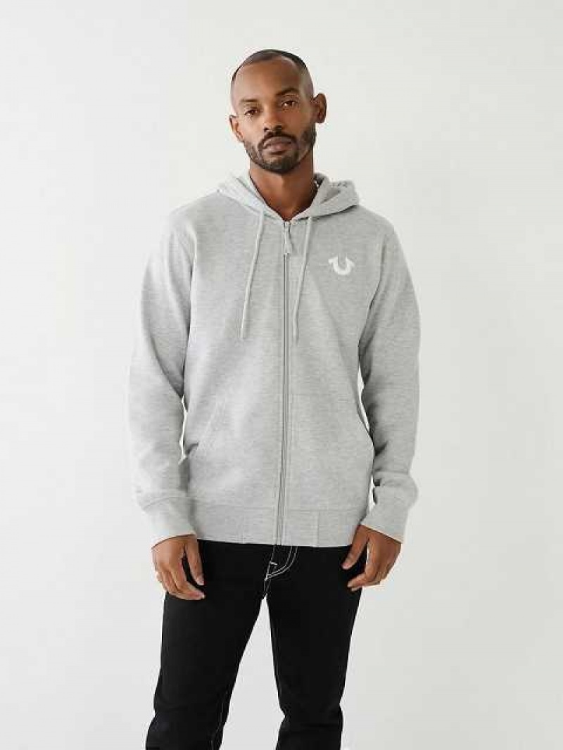 True Religion Buddha Logo Seal Zip Hoodie Herr Grå | TWS514839