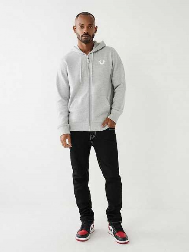 True Religion Buddha Logo Seal Zip Hoodie Herr Grå | TWS514839