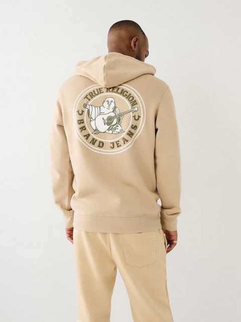 True Religion Buddha Logo Seal Zip Hoodie Herr Beige | WRM987462