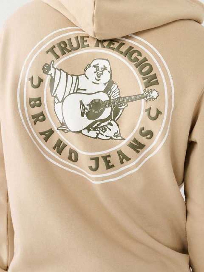 True Religion Buddha Logo Seal Zip Hoodie Herr Beige | WRM987462