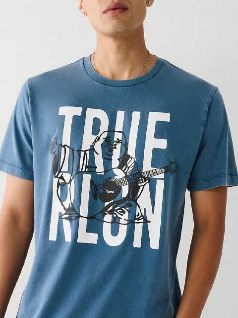 True Religion Buddha Logo T-shirt Herr Marinblå Blå | FRU168345