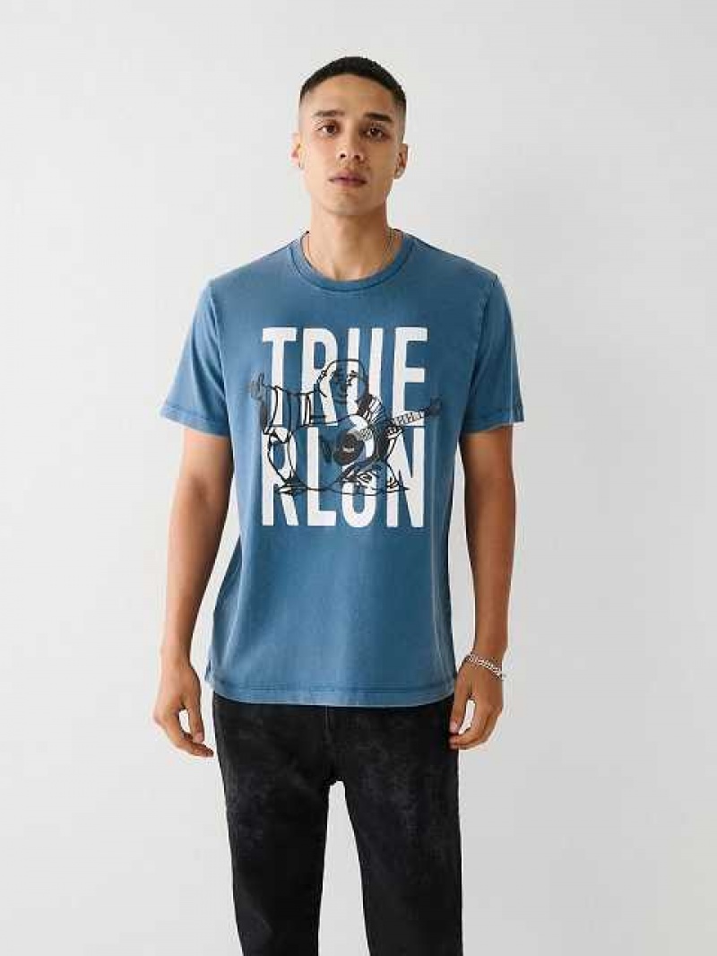 True Religion Buddha Logo T-shirt Herr Marinblå Blå | FRU168345