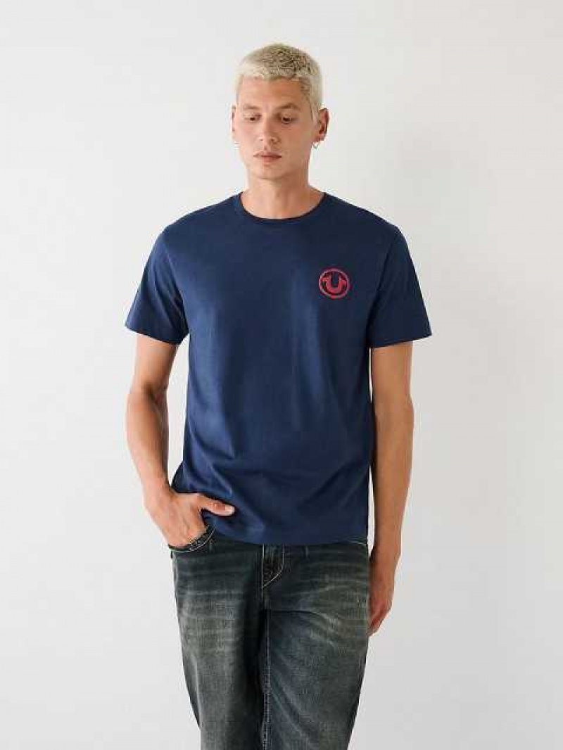 True Religion Buddha Logo T-shirt Herr Marinblå Blå | TQK507894