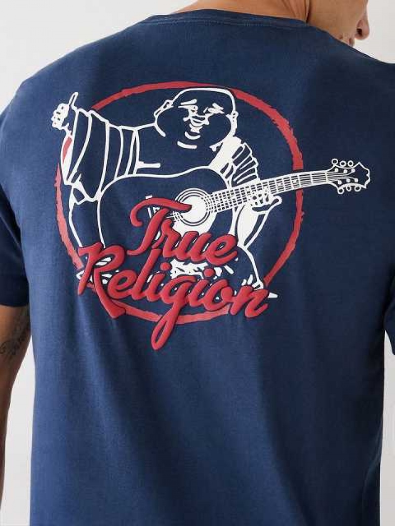 True Religion Buddha Logo T-shirt Herr Marinblå Blå | TQK507894