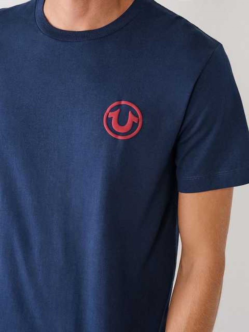 True Religion Buddha Logo T-shirt Herr Marinblå Blå | TQK507894