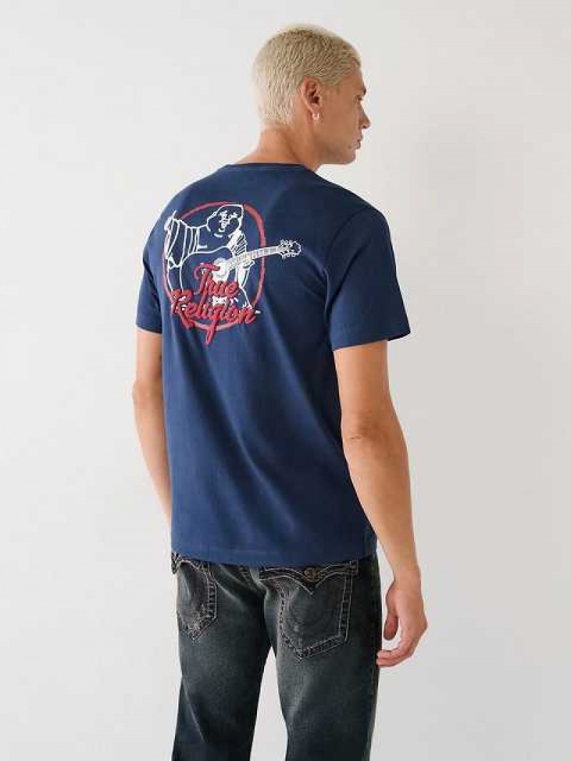 True Religion Buddha Logo T-shirt Herr Marinblå Blå | TQK507894