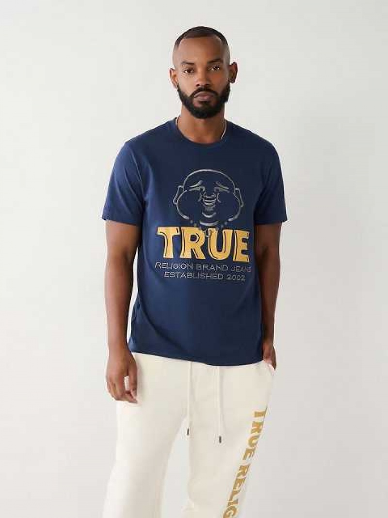 True Religion Buddha Logo T-shirt Herr Marinblå Blå | NXH360189