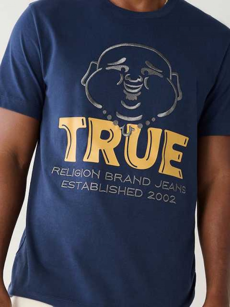 True Religion Buddha Logo T-shirt Herr Marinblå Blå | NXH360189