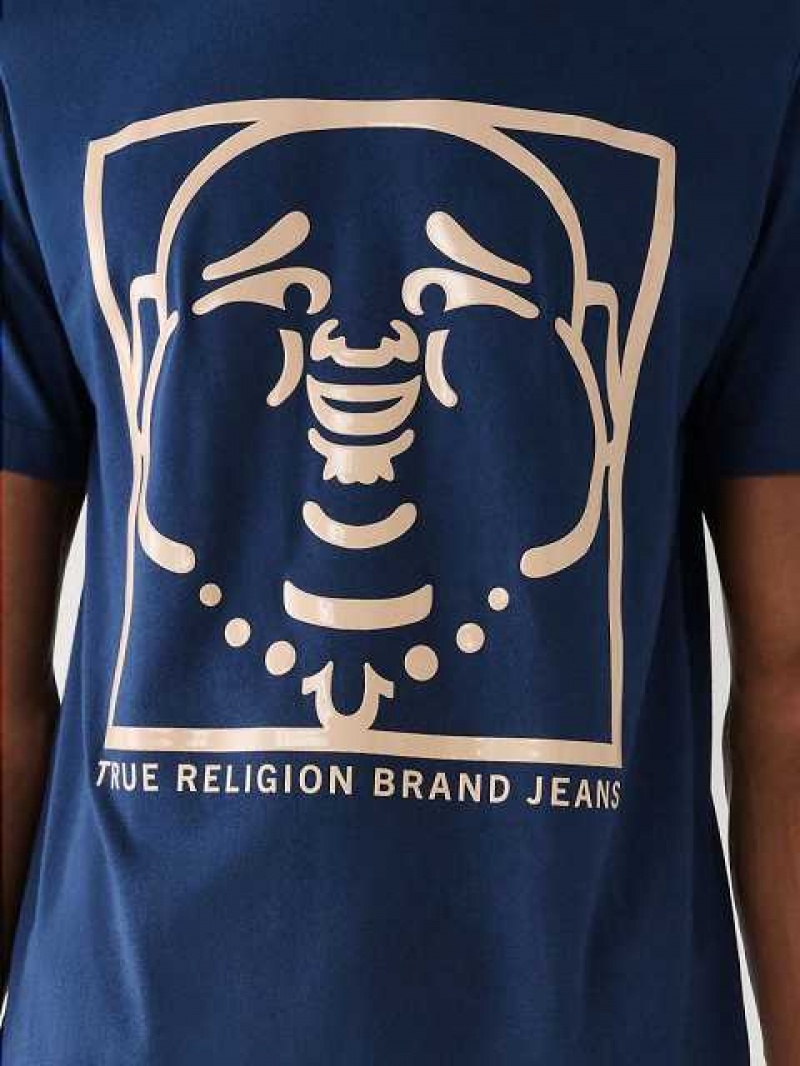 True Religion Buddha Logo T-shirt Herr Marinblå Blå | FMY014862