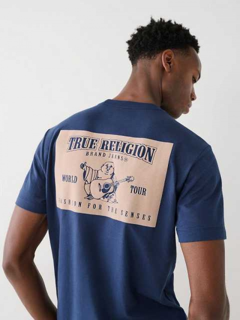 True Religion Buddha Logo T-shirt Herr Marinblå Blå | JIF563287