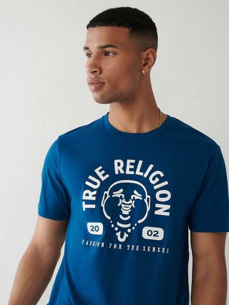 True Religion Buddha Logo T-shirt Herr Marinblå Marinblå | JWZ182693