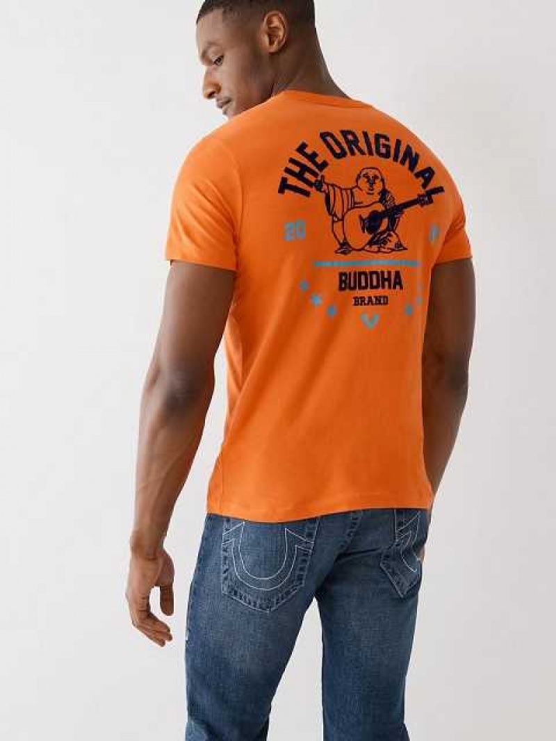 True Religion Buddha Logo T-shirt Herr Orange | YAU453720