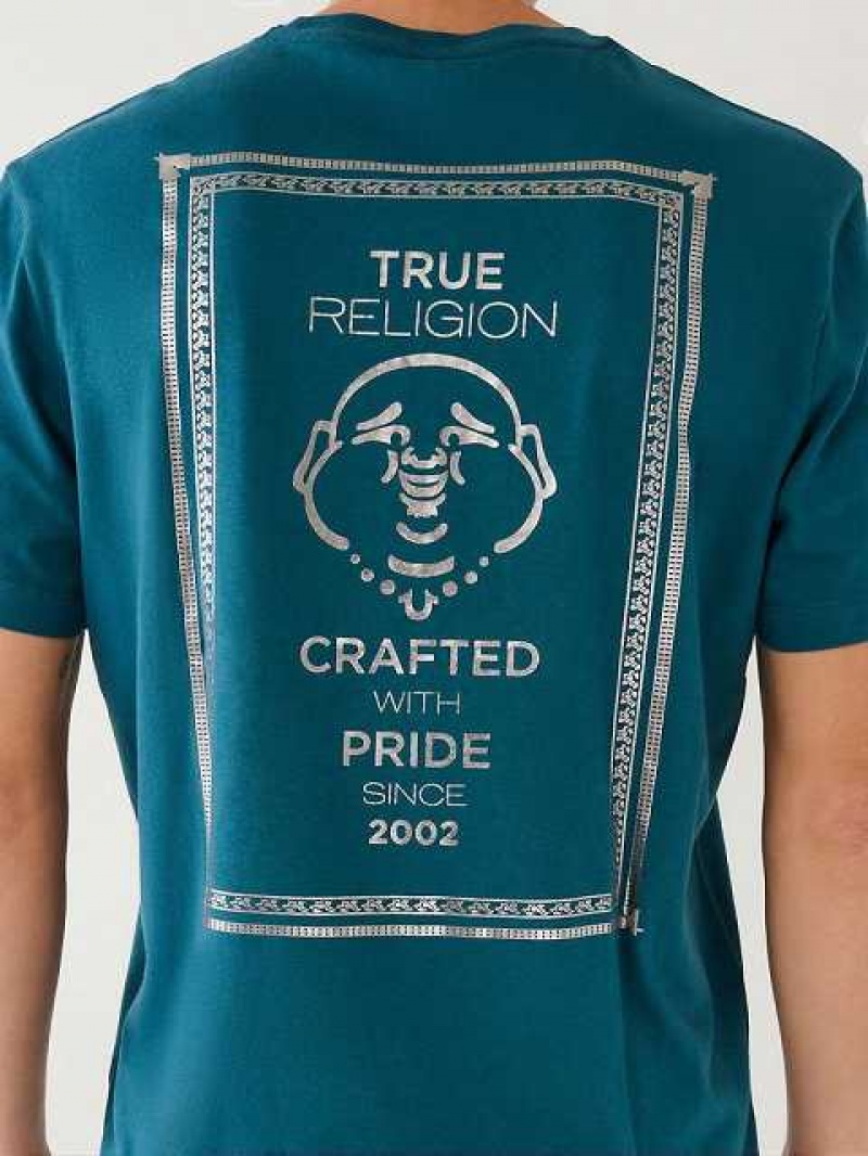 True Religion Buddha Logo T-shirt Herr Påfågelblå | TFI129036