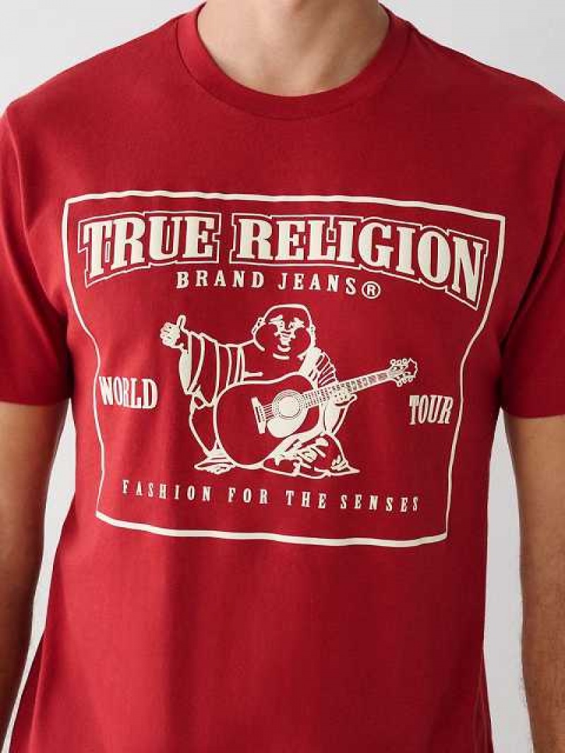 True Religion Buddha Logo T-shirt Herr Röda | UAP389602