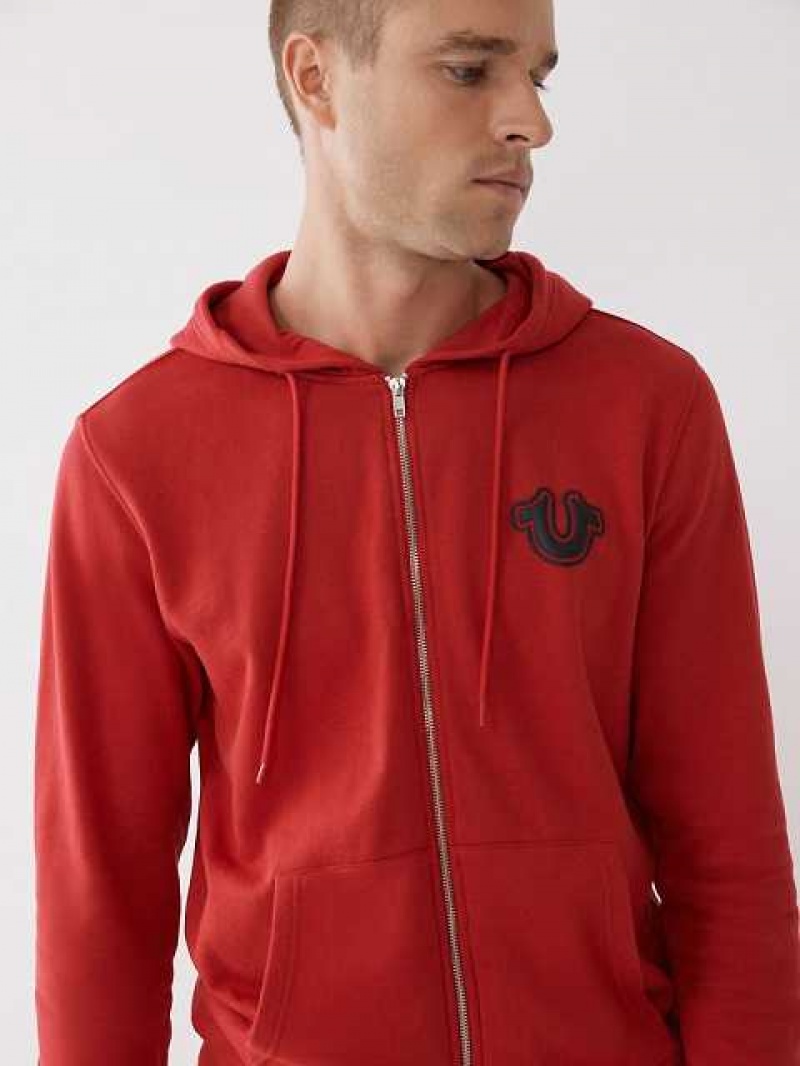 True Religion Buddha Logo Zip Hoodie Herr Röda | TGZ204896