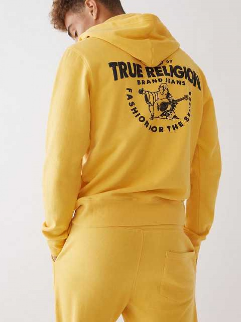 True Religion Buddha Logo Zip Hoodie Herr Guld | RKA167254