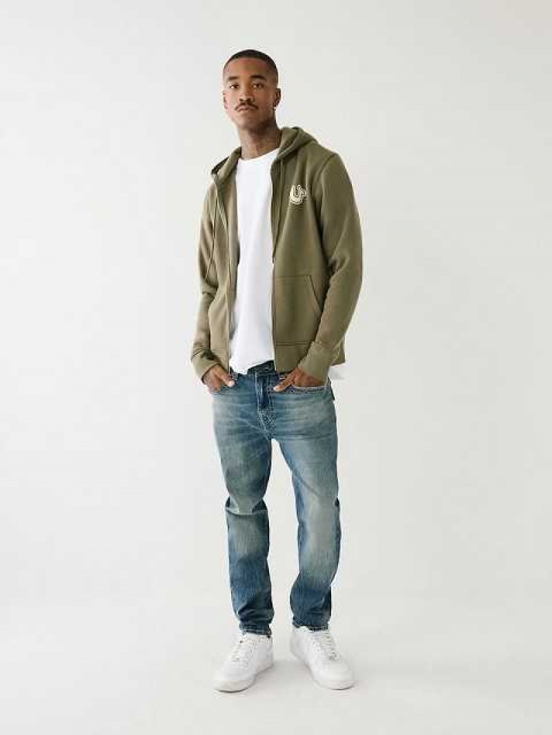 True Religion Buddha Logo Zip Hoodie Herr Gröna | AFC384925